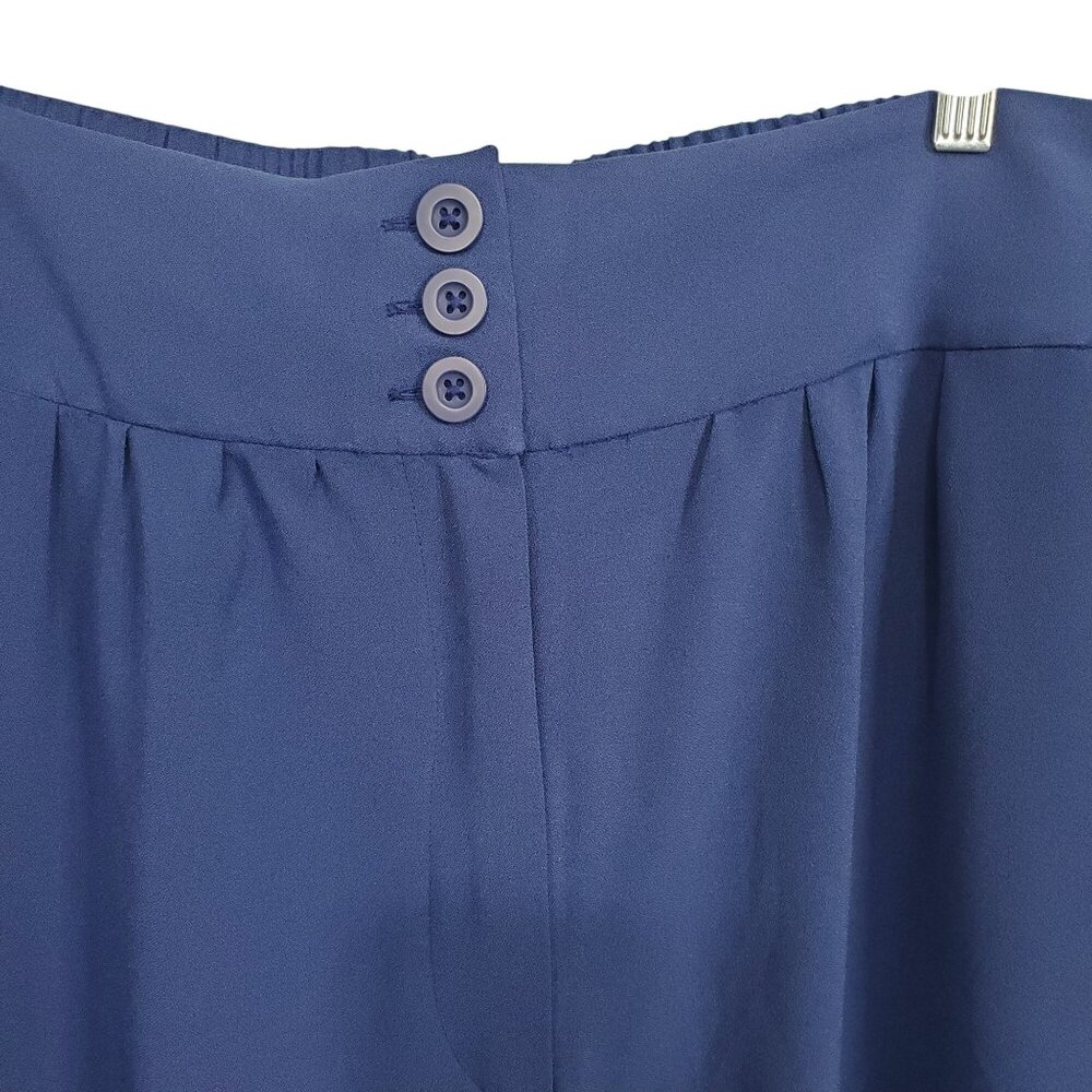 Melissa McCarthy NEW 1X Pants Flowy Cropped Capri Button Cuff Elastic Waist Hems - Picture 5 of 12